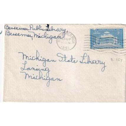 United States 1954 Bessemer MICH-Lansing MICH Cover Bessemer cancel written VGC