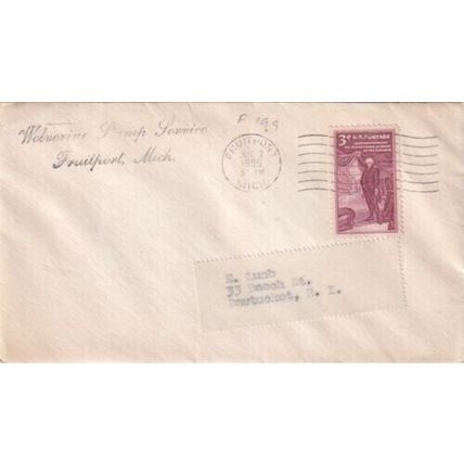 United States 1955 Fruitport MICH-Pawtucket RI Cover typed Fruitport cancel VGC