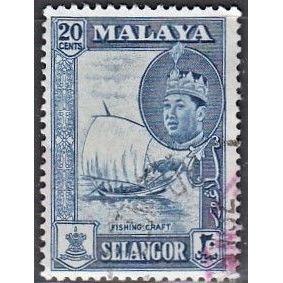 SELANGOR, 1961-62 20c Fishing Craft, SG 135 (Scott #120), used