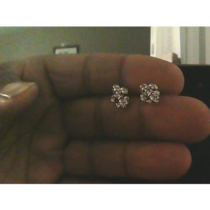 Silver Cubic Zirconia CZ Fleur De Lis Studs Post Earrings 1/2”