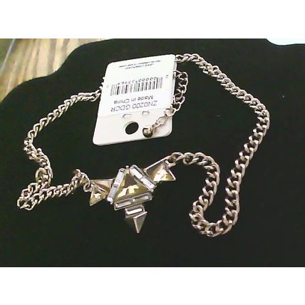 Gold Tone Crystal Glass Spike Necklace