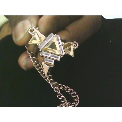 Gold Tone Crystal Glass Spike Necklace