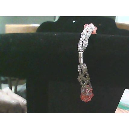 Shiny White Red Crystal Weave Tube Magnetic Bracelet