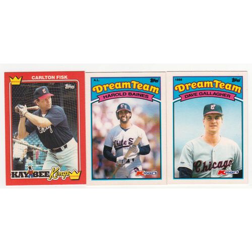 THREE 1989 1990 Kaybee Kmart White Sox cards- #12 Fisk #22 Baines #7 Gallagher