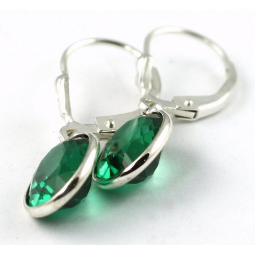 Russian Nanocrystal Emerald, 925 Sterling Silver Leverback Earrings, SE101