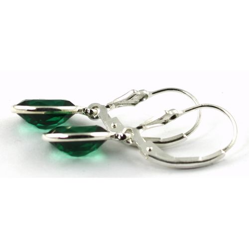 Russian Nanocrystal Emerald, 925 Sterling Silver Leverback Earrings, SE101