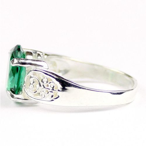 Russian Nanocrystal Emerald, 925 Sterling Silver Ladies Ring, SR369