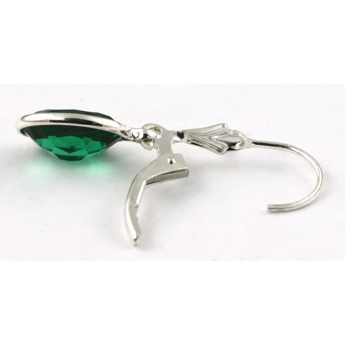 Russian Nanocrystal Emerald, 925 Sterling Silver Leverback Earrings, SE101