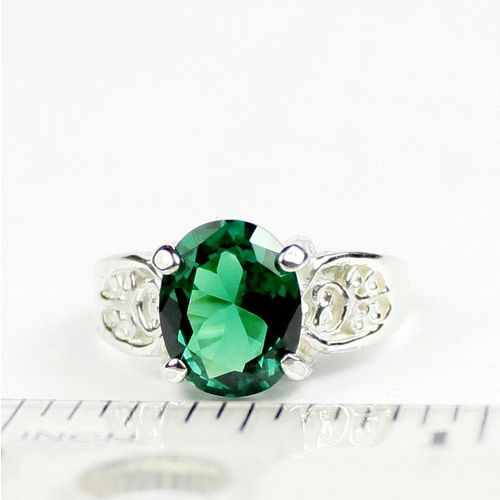 Russian Nanocrystal Emerald, 925 Sterling Silver Ladies Ring, SR369