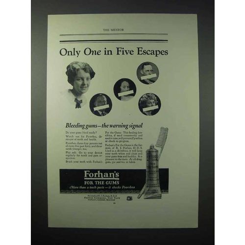 1923 Forhan's Toothpaste Ad - One in Five Escapes