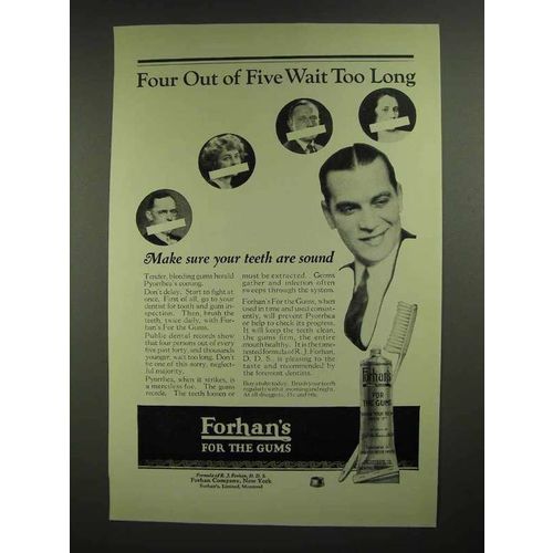 1923 Forhan's Toothpaste Ad - Wait too Long