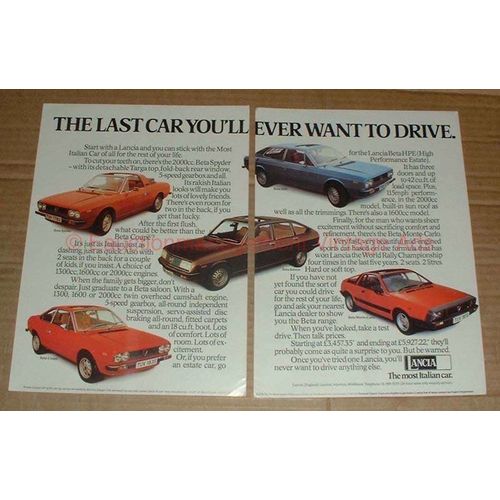 1978 2pg Lancia Beta Spyder, Coupe, Saloon, HPE Ad!!