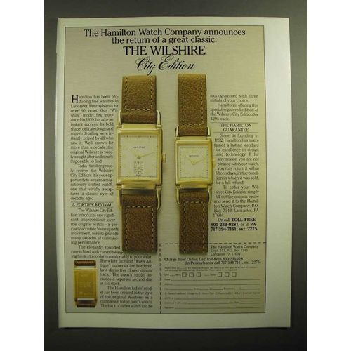 1987 Hamilton The Wilshire City Edition Watch Ad