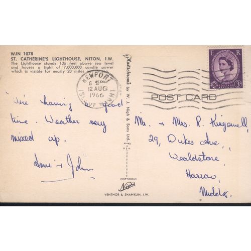 Vintage J. Nigh PC 1966 - St. Catherine's Lighthouse, Niton, IOW