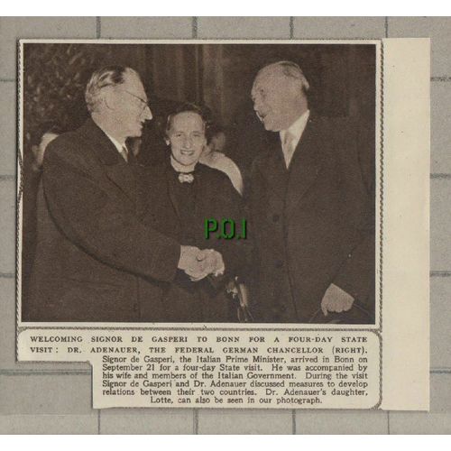C1196) Signor De Gasperi Dr Adenauer German Chancellor Bonn Lotte - 1952 Clip
