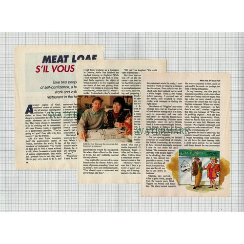 (8505) Tom & Sue Higgins Restaurant Lyon France - 1996 Article