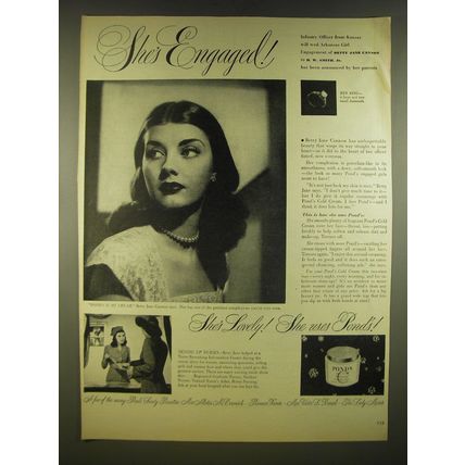 1945 Pond's cold Cream Ad - She's engaged!