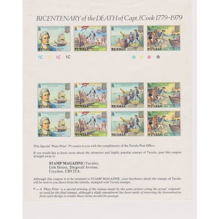 Stamp Magazine 1980 Stampex coupon for Tuvalu Captain Cook Bicentenary 1979