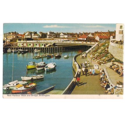 THE NEW HARBOUR WALK, BRIDLINGTON, YORKSHIRE , used vintage postcard. 1970 pm =