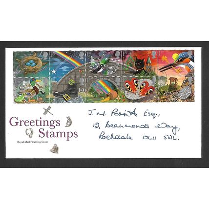 GREAT BRITAIN 1991 GREETING STAMPS BOOKLET PANE 10 VALS FIRST DAY COVER