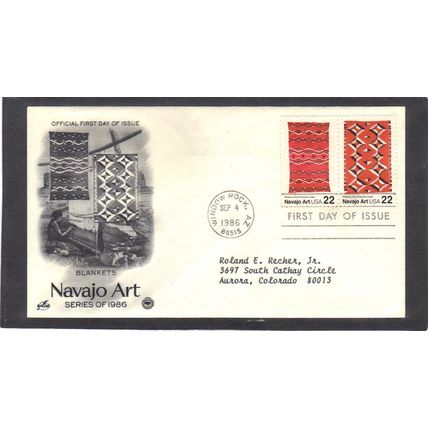 FDC Art Craft 2235-2236 22c Blankets (Cachet-Typed/A) CV41913