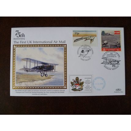 1994 GB 75th Ann 1st International Flight Benham Silk Cover Eurostar EuroTunnel