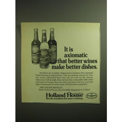1974 Holland House Cooking Wines Ad - better wines make better dishes