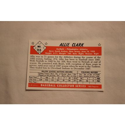 Allie Clark 1983 Card Collectors Bowman 1953 Color Reprint NO. 155