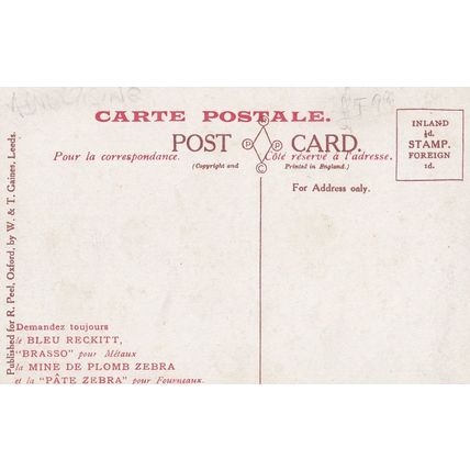 Pate Zebra Antique Grasmere Advertising Postcard
