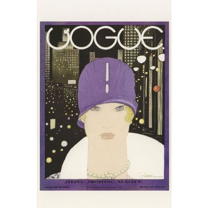1927 American Fashion Shopping Edwardian Purple Hat Postcard