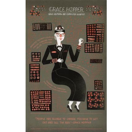 Grace Hopper American Computer Scientist Computer Programmer Postcard