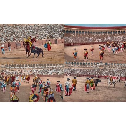 Bullfighting Bullfight Parade Procession Rodeo Rider 4x Old Postcard s