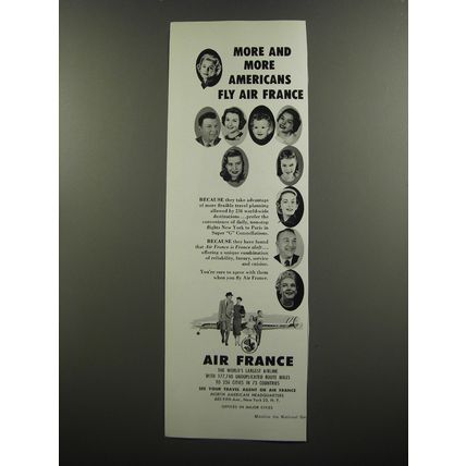 1957 Air France Airlines Ad - More and more Americans fly Air France