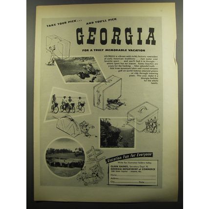1953 Georgia Tourism Ad - Take your pick.. and you'll pick Georgia