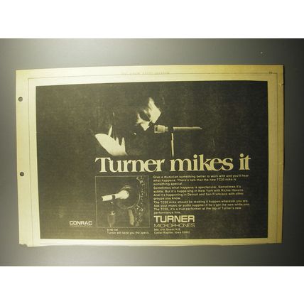 1974 Turner TC20 Microphone Ad - Richie Havens - Turner Mikes it