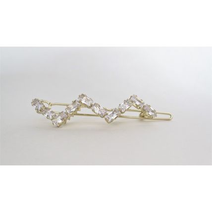 Small gold and crystal zigzag hair pin barrette bridal clip
