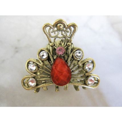 small antique bronze metal jeweled hair claw clips steampunk hair clip with
