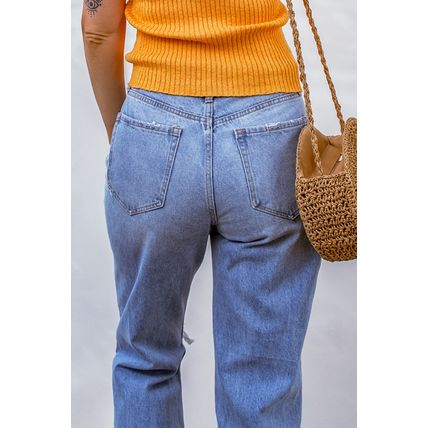 Sky Blue Heavy Destroyed Big Hole Boyfriend Jeans
