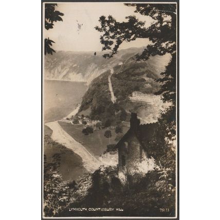 Countisbury Hill, Lynmouth, Devon, 1935 - Photochrom RP Postcard