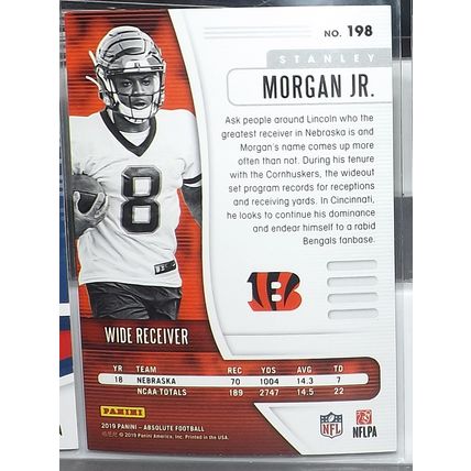 2019 Panini Absolute STANLEY MORGAN (Bengals) Rookie Card #198