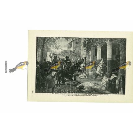 Barbarian Invasion, Pillage By Marauding Huns, Book Illustration (Print), c1907