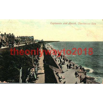 Esplanade & Beach, Clacton on Sea, Essex, Valentines Postcard, 1907
