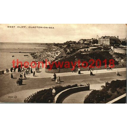 West Cliff, Clacton on Sea, Essex, Valentines Postcard, 1923