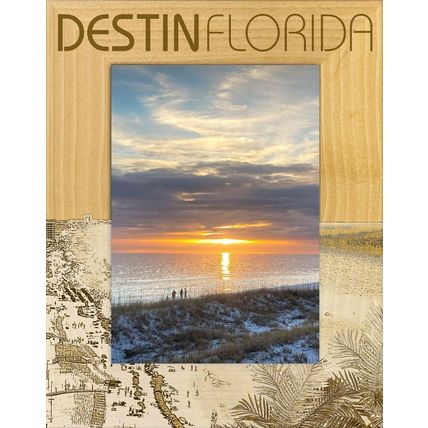 Destin Florida Laser Engraved Wood Picture Frame Portrait (5 x 7)