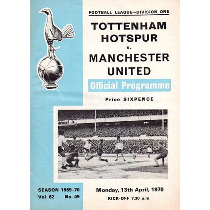 1969/70 Tottenham Hotspur / Spurs vs Man Utd **FREE P&P**