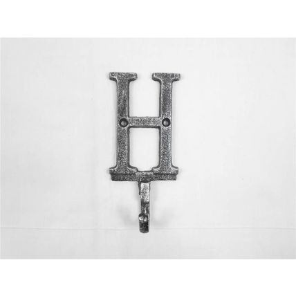 Pack Of 2] Rustic Silver Cast Iron Letter H Alphabet Wall Hook 6""