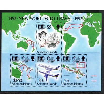Solomon Islands 1992 500th Discovery America sg 728/31, MS 732 - MNH - 2 scans