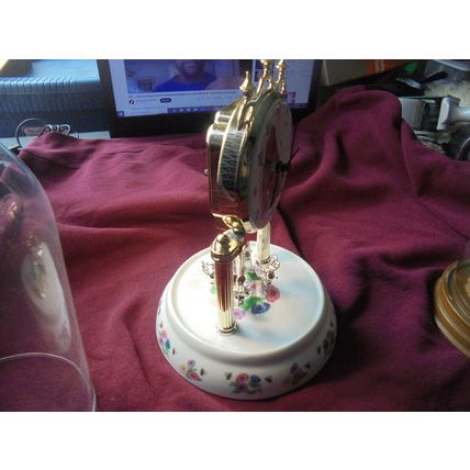 DISNEY'S WINNIE The POOH & PIGLET 9" Pendulum Clock in Glass Dome! Works Great!!