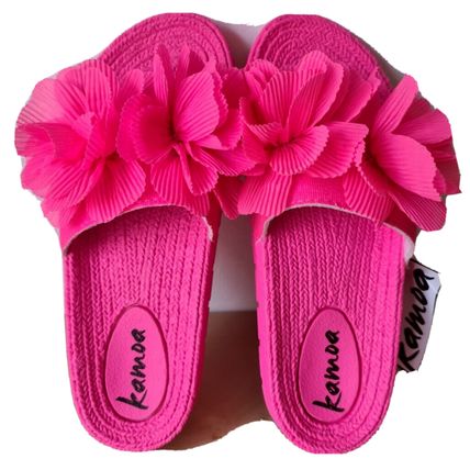 Kamoa Pink Flowers Summer Beach Sliders Shoes Sandals 40 / 7 UK