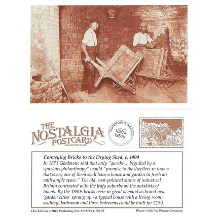 Postcard Conveying Bricks to the Drying Shed c1900 Wheelbarrow Kiln - Nostalgia